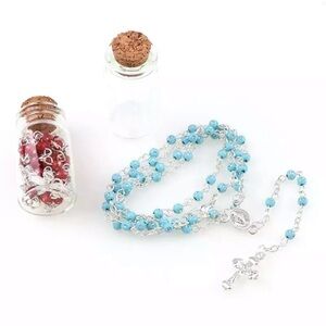 Children’s Holy rosary, Turquoise 4mm plastic bead
